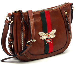Queen 🐝 Stripe Saddle Crossbody FASHION WORLD